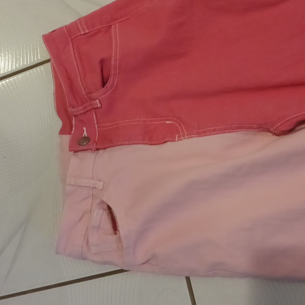 Pink Two-Tone Jeans with Color-Block Design - Size Medium (Run Small) - Picture 2 of 7